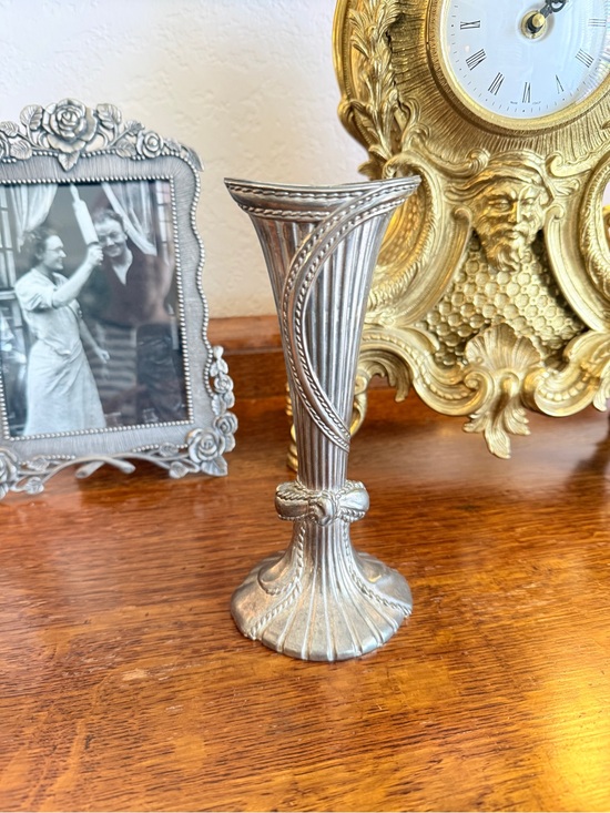 Godinger Other - Vintage Silver Fluted Bud Vase with Rope Bow Design